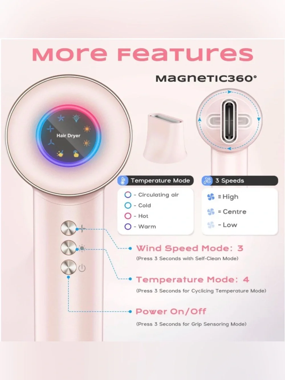 Pro‎ Pink High-Speed Hair Dryer #UA5